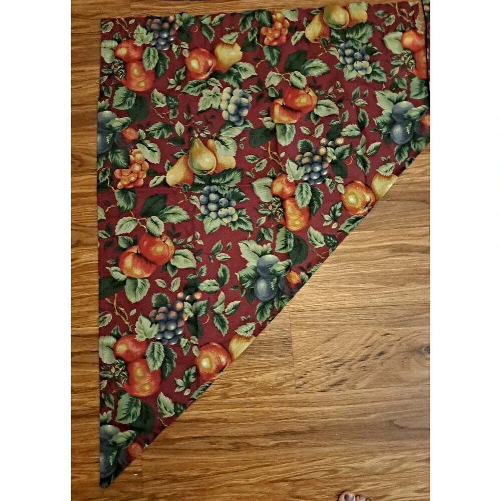 Vintage Red Fruit Harvest Curtain Valance Set Apple Pears Plums 58x13 Cottage